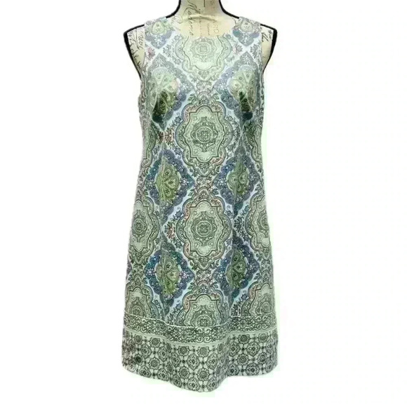 London Times Size 10 Sleeveless Midi Dress with Floral Designs - Picture 1 of 10